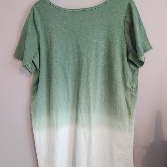 Woman Within Fading Green and White V-Neck Top Size 14/16 M - Picture 10 of 11
